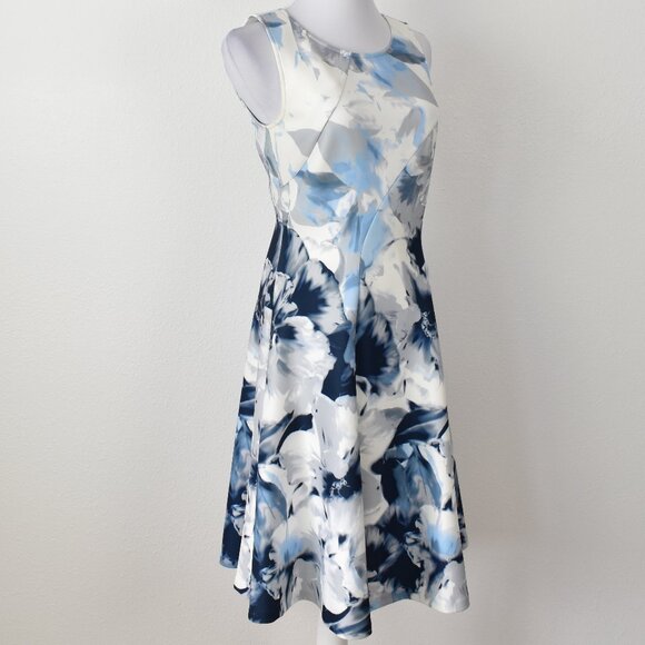 Calvin Klein Floral Fit and Flare Scuba Dress - 8 - Picture 6 of 9